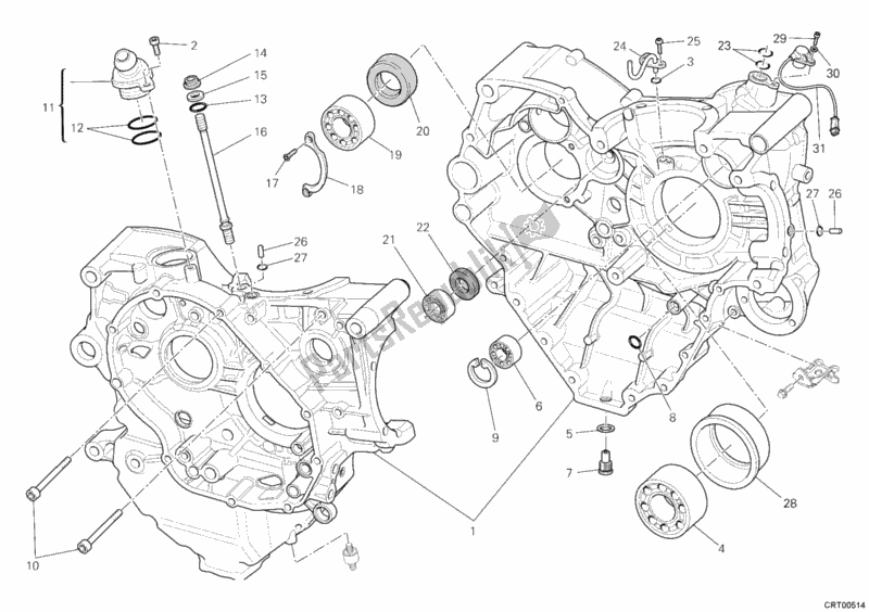 All parts for the Crankcase of the Ducati Multistrada 1200 ABS 2010